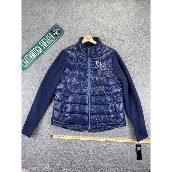 NFL Jacket Womens Extra Large XL Navy Blue Tennessee Titans Football Zip Hybrid - Picture 1 of 11